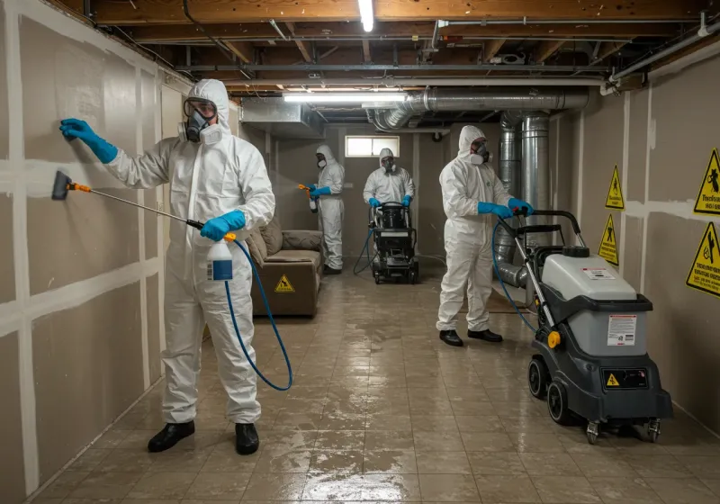 Basement Moisture Removal and Structural Drying process in Pacific, MO